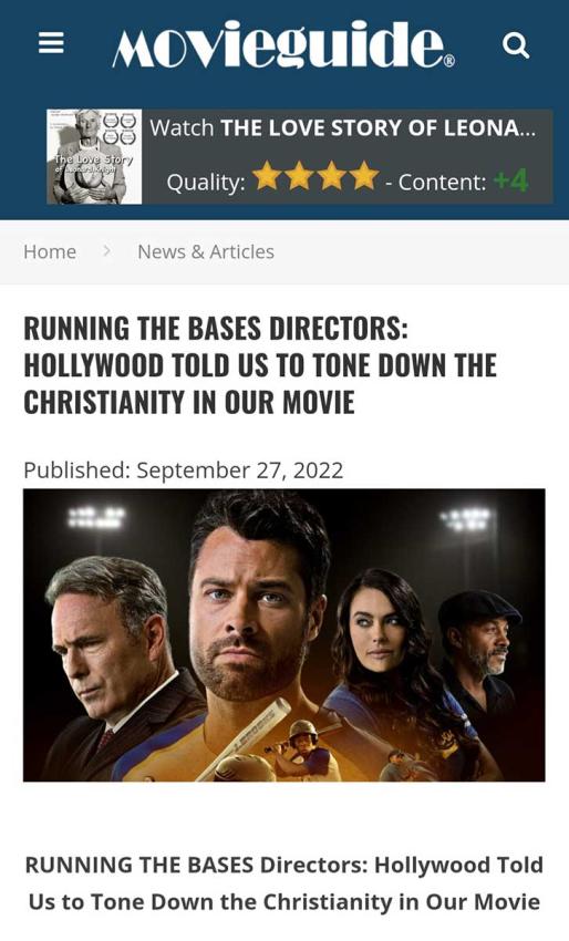 RUNNING THE BASES Directors- Hollywood Told Us to Tone Down the Christianity in Our Movie